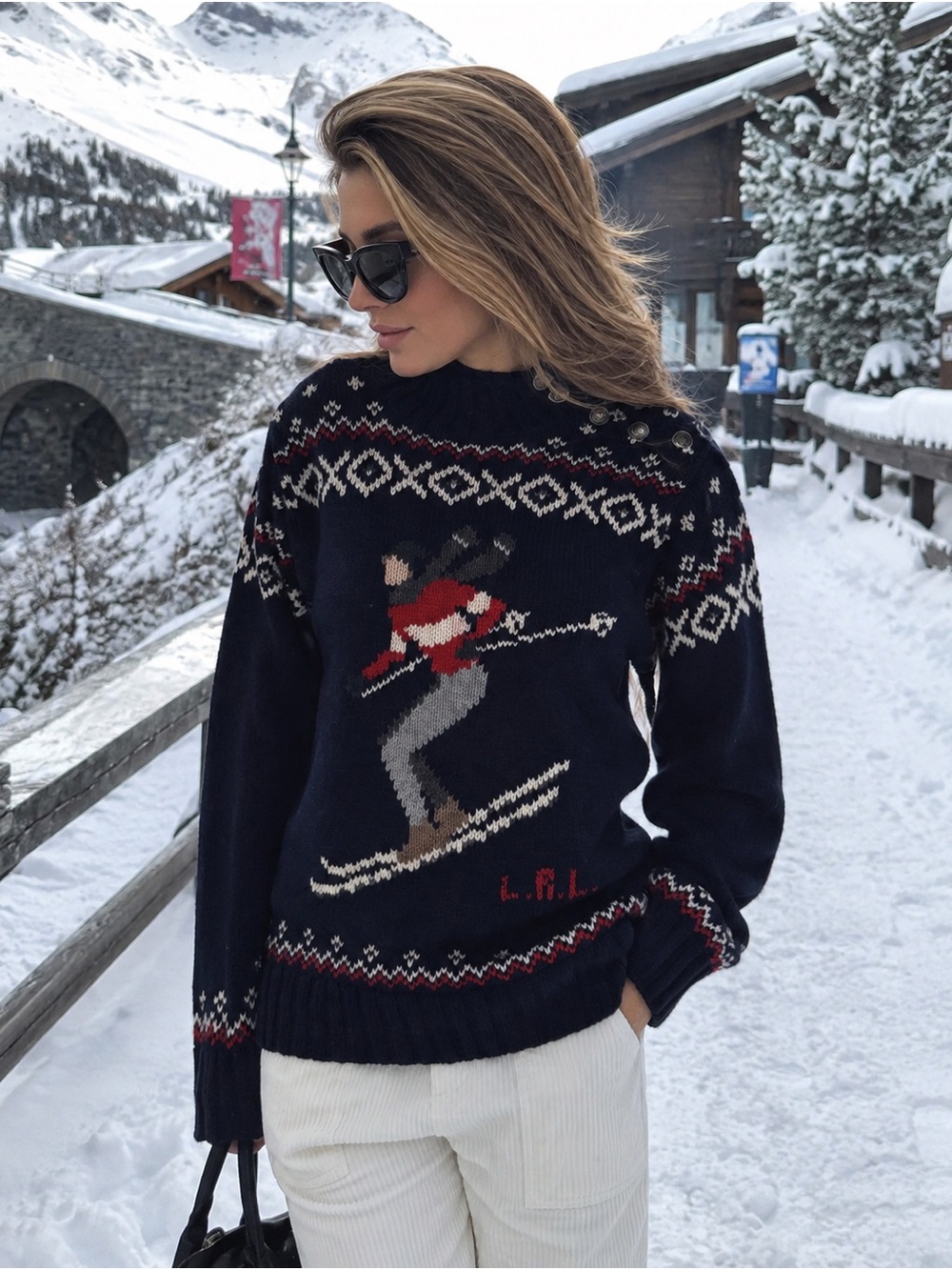 Vintage Lauren Ralph Lauren Navy Ski Sweater